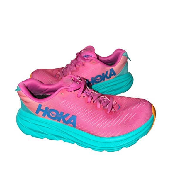 Hoka Rincon 3 Pink & Teal Athletic Running Shoe size 8B - Picture 2 of 8